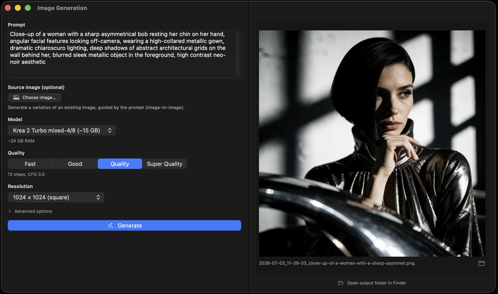 Image generation running on local hardware, no cloud service involved