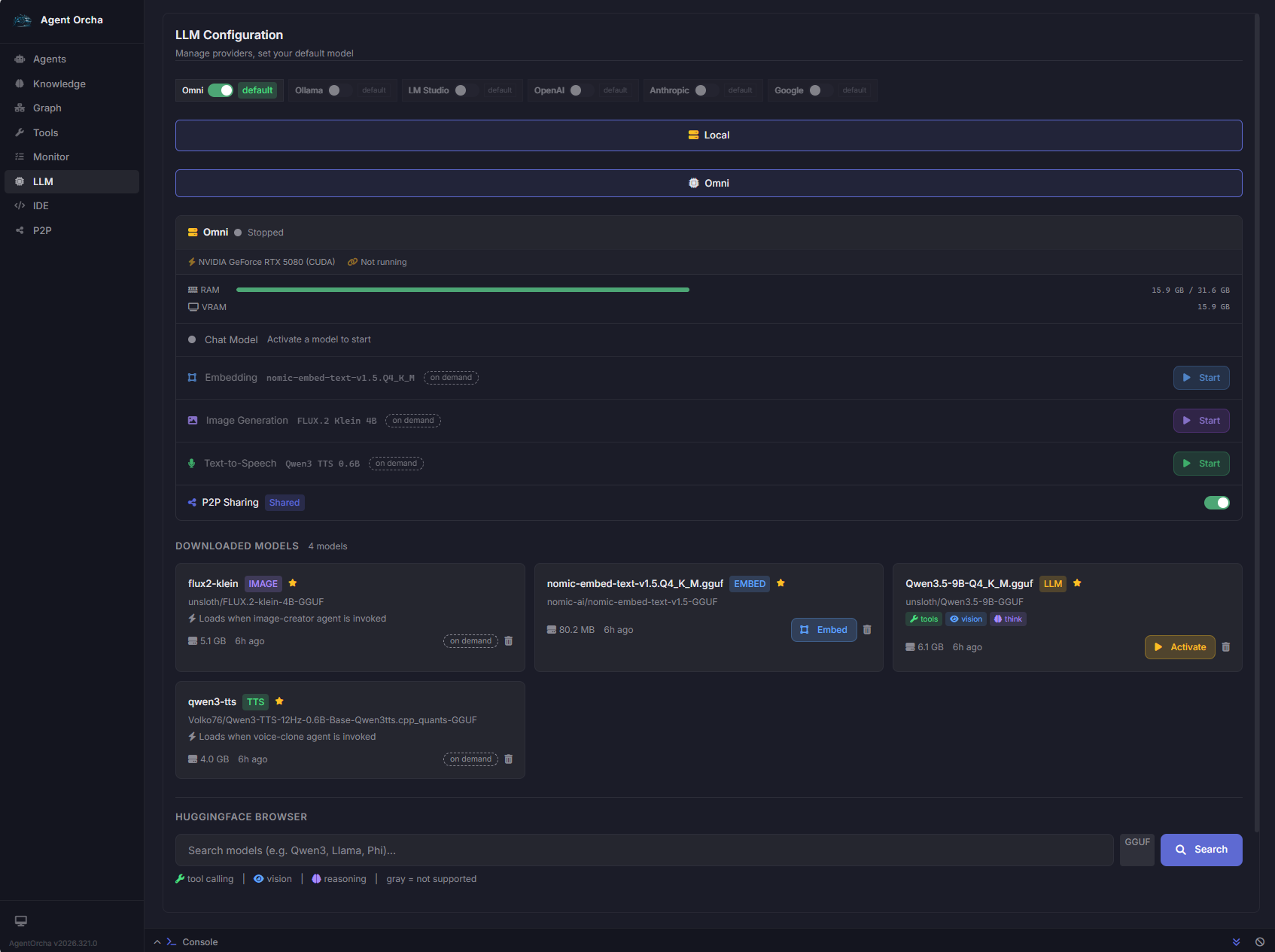 Agent Orcha LLM Configuration — unified model runtime with GPU management